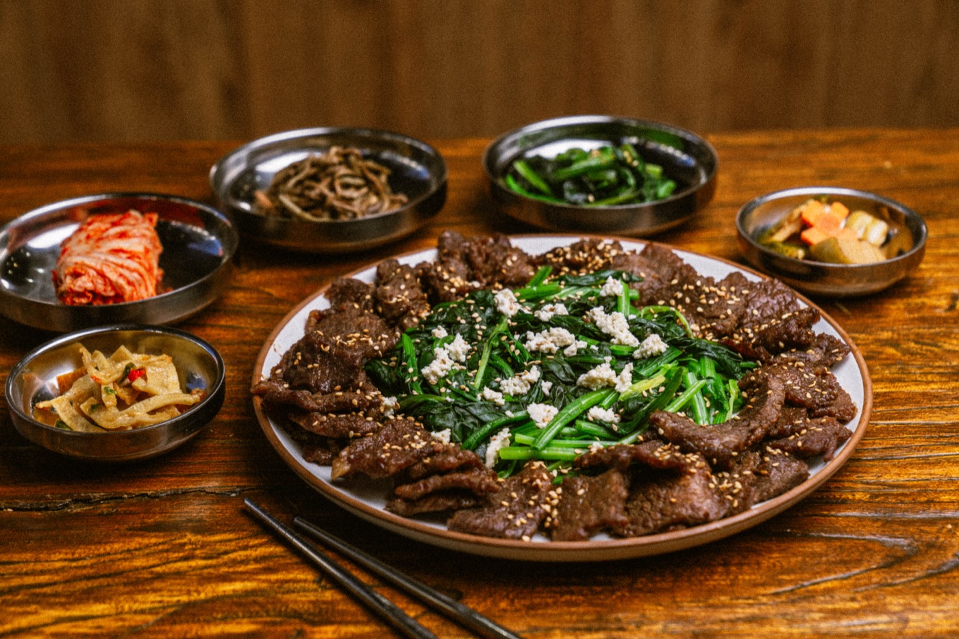 Galbi Spinach Salad at 88 Pocha Korean restaurant Hell's Kitchen NYC